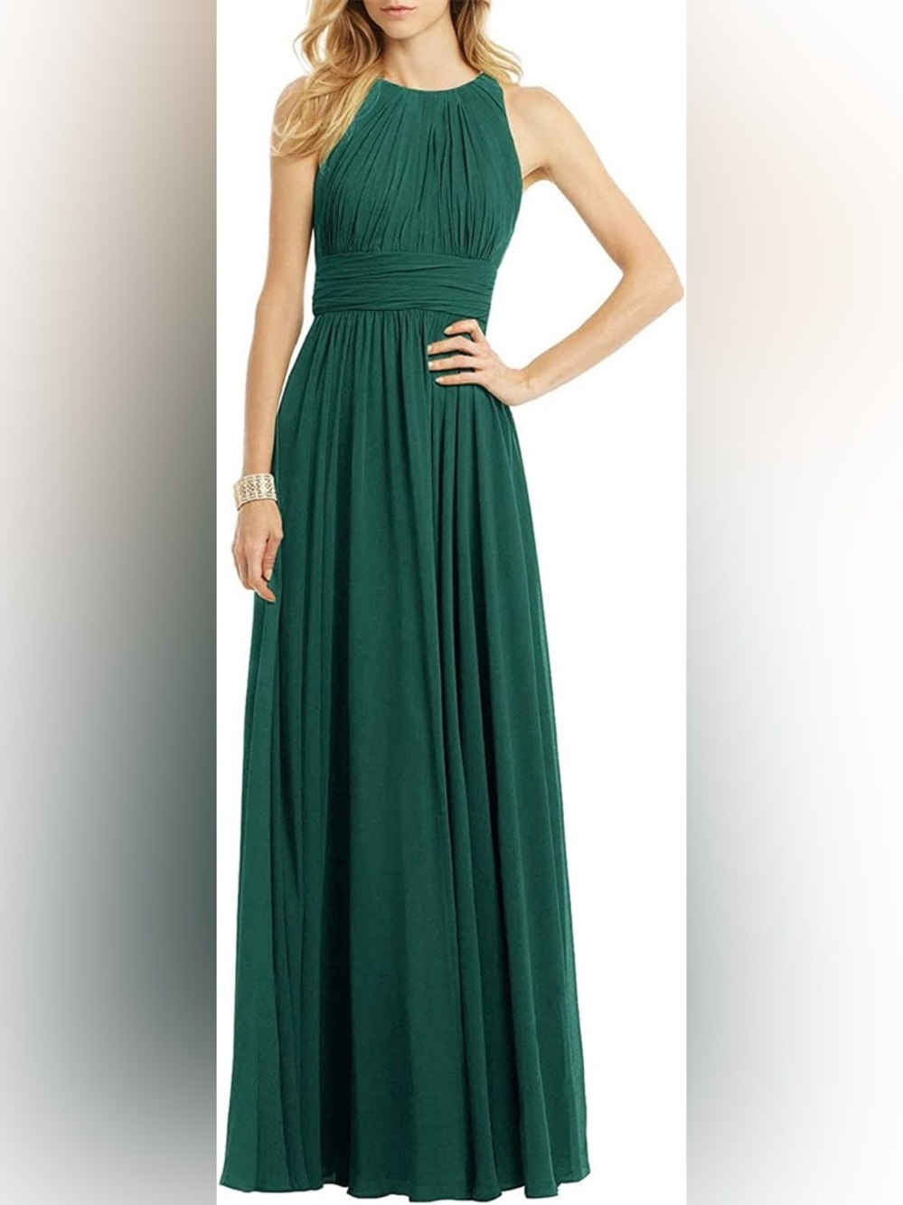 Halter Neck Maxi Dress in Forest Green